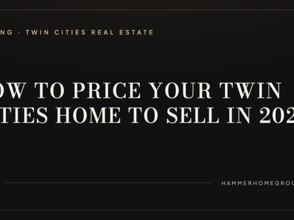Upscale Twin Cities home at dusk with a for-sale sign, illustrating how to price your home to sell