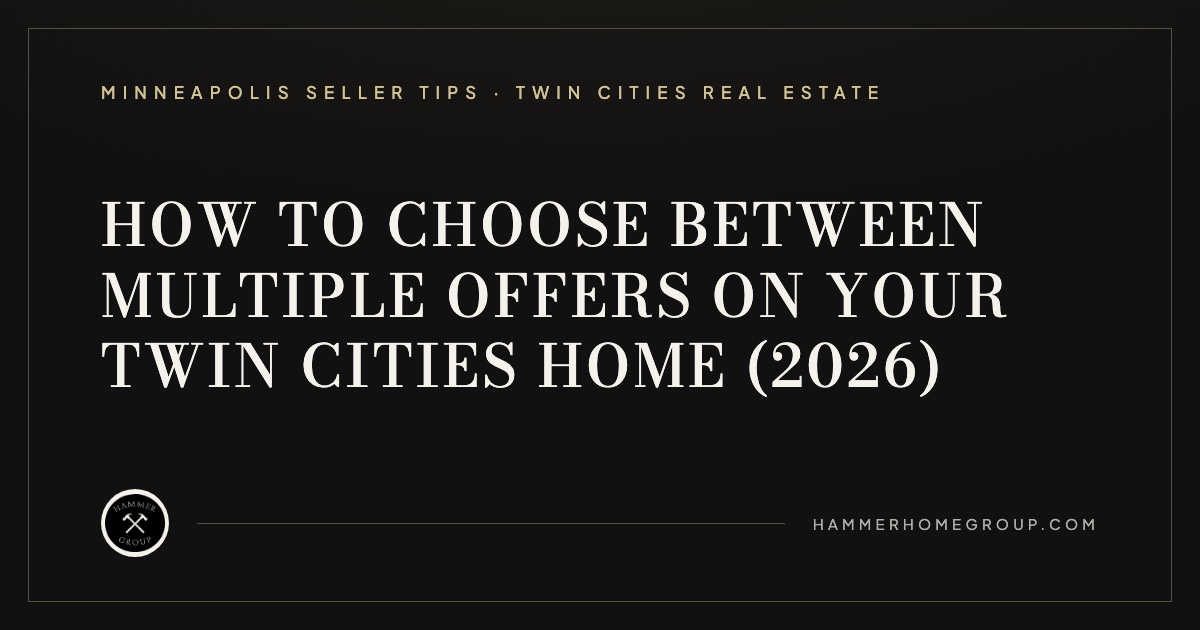 Twin Cities luxury home for sale at dusk, illustrating how sellers choose between multiple offers in 2026