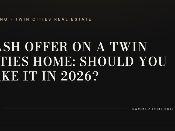 Unopened investor solicitation letters on the entry table of an older Twin Cities home, the cash offer decision a seller weighs before listing.